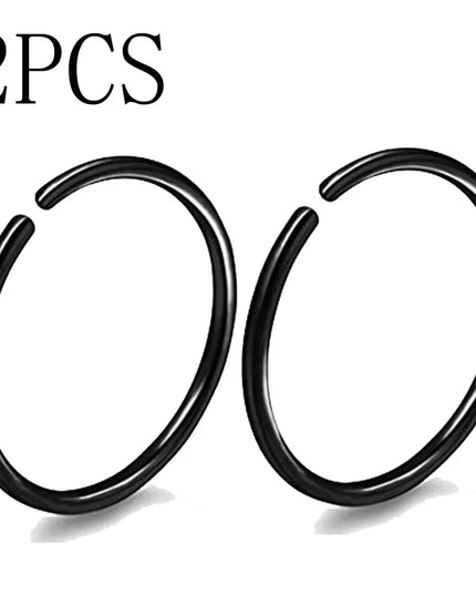 2Pcs 20G 0.8Mm Thin Fake Nose Ring Septum Helix Nostril Piercing Labret Lip Fake Piercing Titanium Cartilage Fake Earrings Hoop