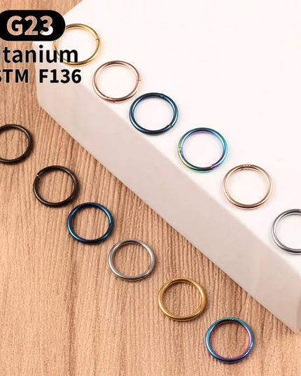 G23 Titanium Nose Rings Mixed Color Body Clips Hoop for Women Men Cartilage Piercing Jewelry Segment Lip Ear L Ring Hoop