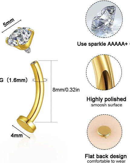 14G Titanium Floating Belly Button Rings for Women Flat Back Belly Rings 8Mm/10Mm/12Mm/14Mm Belly Piercing Jewelry