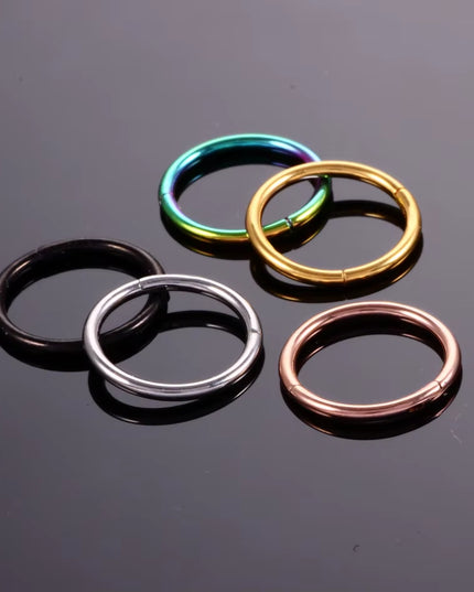 1PC Hinged Segment Nose Hoop Rings Women Surgical Steel Nose Rings Septum Clicker Ring Ear Daith Hoop Earring Piercing Jewelry
