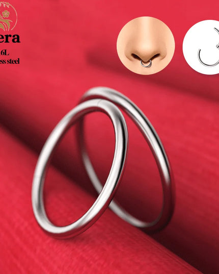 1/10PCS Stainless Steel Septum Clicker Hinged Segment round Nose Rings Hoop Ear Cartilage Helix Earrings Body Piercing Jewelry