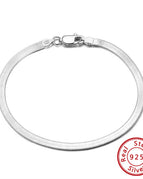 White Gold Color 3 Mm200mm / 925 Silver