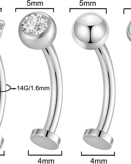 4 Pcs 14G Titanium Floating Belly Button Rings for Women Hypoallergenic Flat Back Belly Button Ring 8Mm/10Mm/12Mm/14Mm Internally Threaded CZ Navel Rings Piercing Jewelry