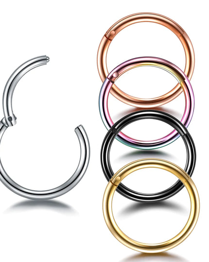 1PC 12G-20G Septum Piercing Surgical Steel Clicker Hinged Segment Ring Goth Nose Hoop Earrings Lip Ear Cartilage Helix Piercings