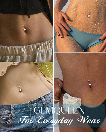 Moissanite ＆ G23 Titanium Belly Button Ring 18K Gold Plated Hypoallergenic Internally Threaded Belly Rings 14G Navel Piercing Jewelry for Women Men D Color VVS1 Clarity Brilliant Cut