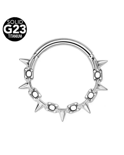 ASTM F136 G23 Titanium 16G Snake Bee Moon Flame Septum Piercing Heart Tusk Helix Hinged Daith Conch Earring Opal Hoop Nose Ring