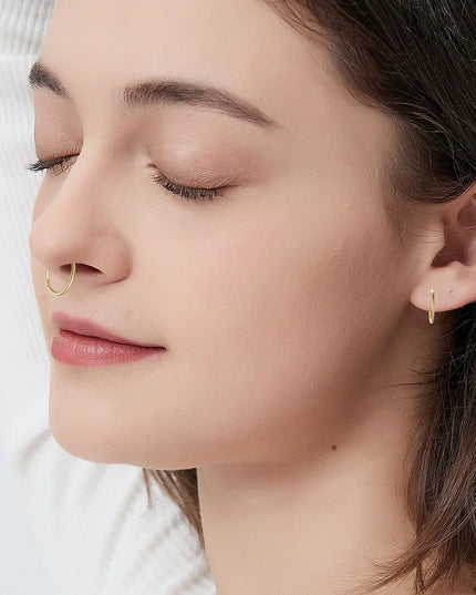 1/4Pairs 6/8/10/12Mm 316L Stainless Steel Nose Ring for Men Gold Color Hoop Earrings for Women Septum Tragus Piercing Jewelry