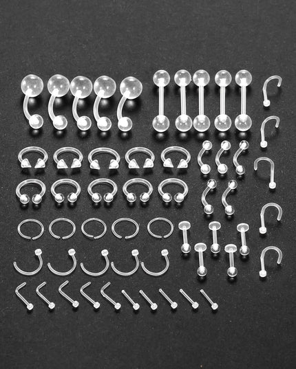 Clear Piercing Retainers Flexible Bioflex 14G 16G 20G Navel Belly Button Ring Lip Labret Eyebrow Tongue Barbells Cartilage Tragus Earrings Retainer