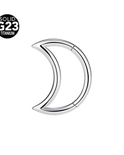 ASTM F136 G23 Titanium 16G Snake Bee Moon Flame Septum Piercing Heart Tusk Helix Hinged Daith Conch Earring Opal Hoop Nose Ring