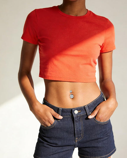 1/4 Inch Short Belly Button Rings 14G 6Mm Stainless Steel Short Belly Navel Button Rings for Women Men