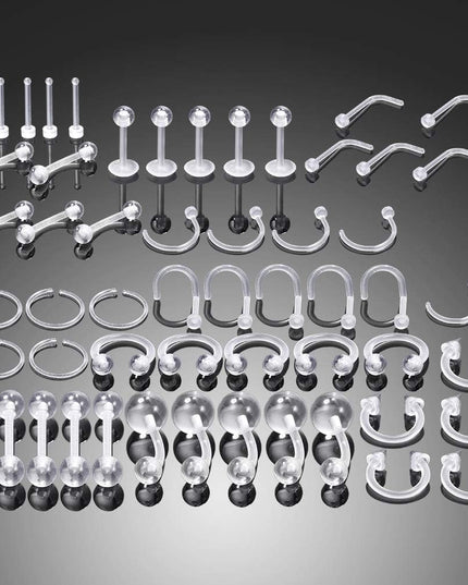 Clear Piercing Retainers Flexible Bioflex 14G 16G 20G Navel Belly Button Ring Lip Labret Eyebrow Tongue Barbells Cartilage Tragus Earrings Retainer