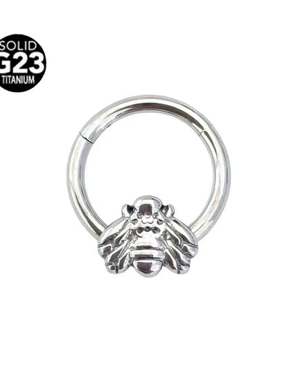 ASTM F136 G23 Titanium 16G Snake Bee Moon Flame Septum Piercing Heart Tusk Helix Hinged Daith Conch Earring Opal Hoop Nose Ring