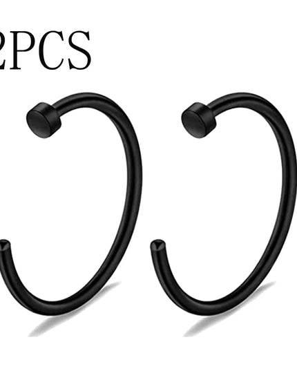 2Pcs 20G 0.8Mm Thin Fake Nose Ring Septum Helix Nostril Piercing Labret Lip Fake Piercing Titanium Cartilage Fake Earrings Hoop