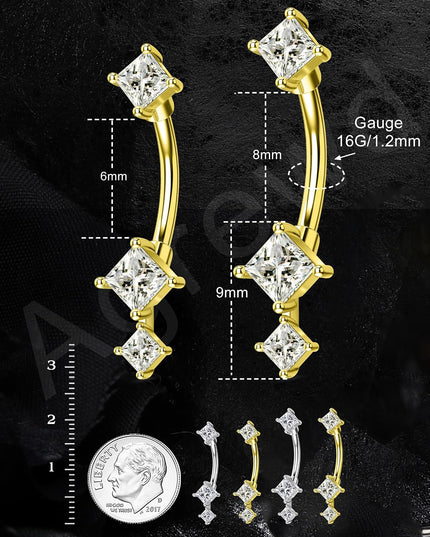 Minimalist Rook Earrings 8MM Silver Rook Piercing Jewelry Stainless Steel Clear CZ 16G Belly Button Ring Curved Barbell