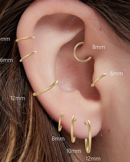 1/4Pairs 6/8/10/12Mm 316L Stainless Steel Nose Ring for Men Gold Color Hoop Earrings for Women Septum Tragus Piercing Jewelry
