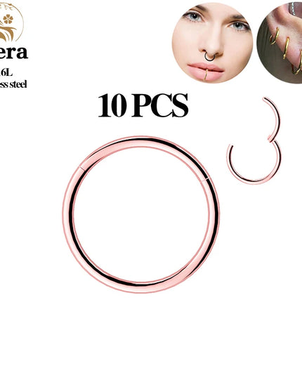 1/10PCS Stainless Steel Septum Clicker Hinged Segment round Nose Rings Hoop Ear Cartilage Helix Earrings Body Piercing Jewelry