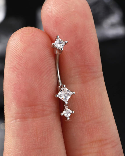Minimalist Rook Earrings 8MM Silver Rook Piercing Jewelry Stainless Steel Clear CZ 16G Belly Button Ring Curved Barbell