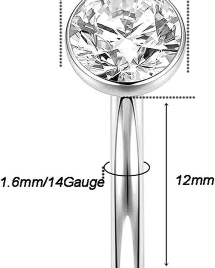 14G Titanium Floating Belly Button Rings for Women Flat Back Belly Rings 8Mm/10Mm/12Mm/14Mm Belly Piercing Jewelry