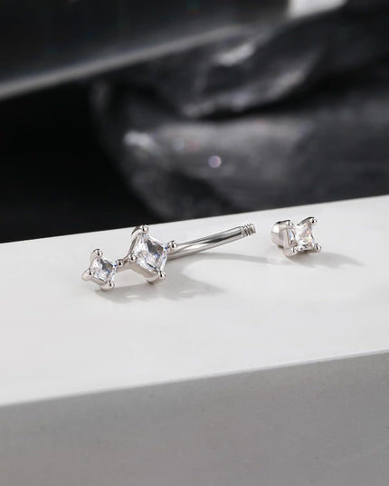 Minimalist Rook Earrings 8MM Silver Rook Piercing Jewelry Stainless Steel Clear CZ 16G Belly Button Ring Curved Barbell