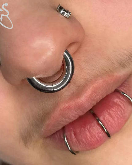 ZS 1PC G23 Titanium Hoop Earring for Women Silver Plated Circle Earring Large Gauge Seputm Nose Ring 2/4/6/8/10/12G Punk Earring