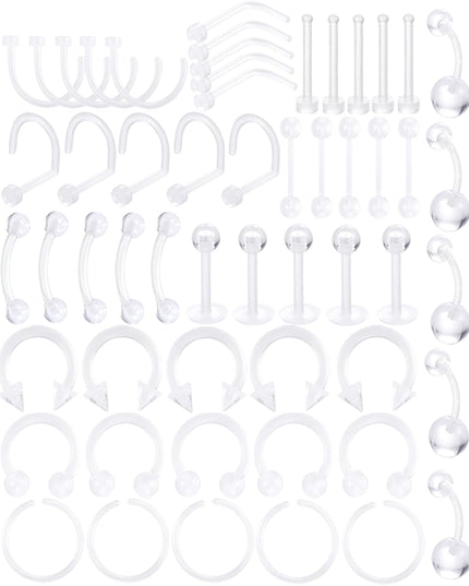 Clear Piercing Retainers Flexible Bioflex 14G 16G 20G Navel Belly Button Ring Lip Labret Eyebrow Tongue Barbells Cartilage Tragus Earrings Retainer